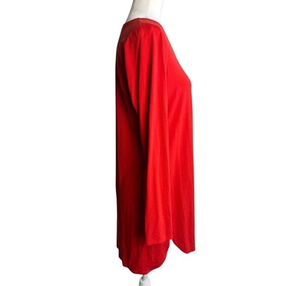 Eileen Fisher Ballet Neck Long Sleeve Tunic Top Mini Dress Red Women's Size S - Picture 5 of 7